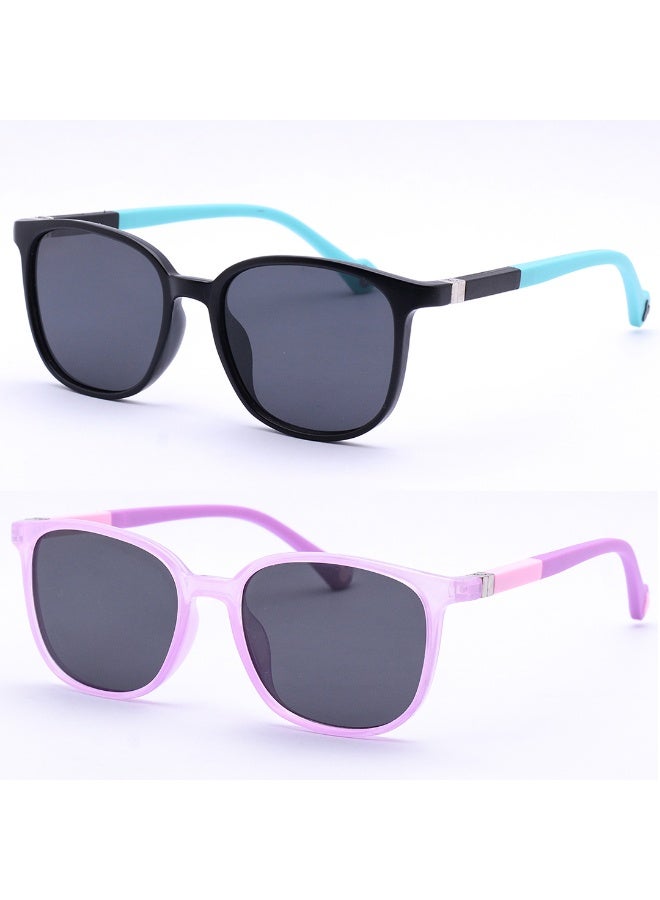 Children's sunglasses made of TR material with polarized lenses for protection from ultraviolet sun rays (black x green color) - Image 1